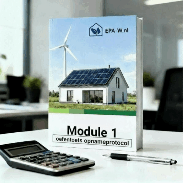 Boek met het logo EPA-W.nl en het opschrift 'Module 1' en daaronder de tekst 'oefentoets opnameprotocol
